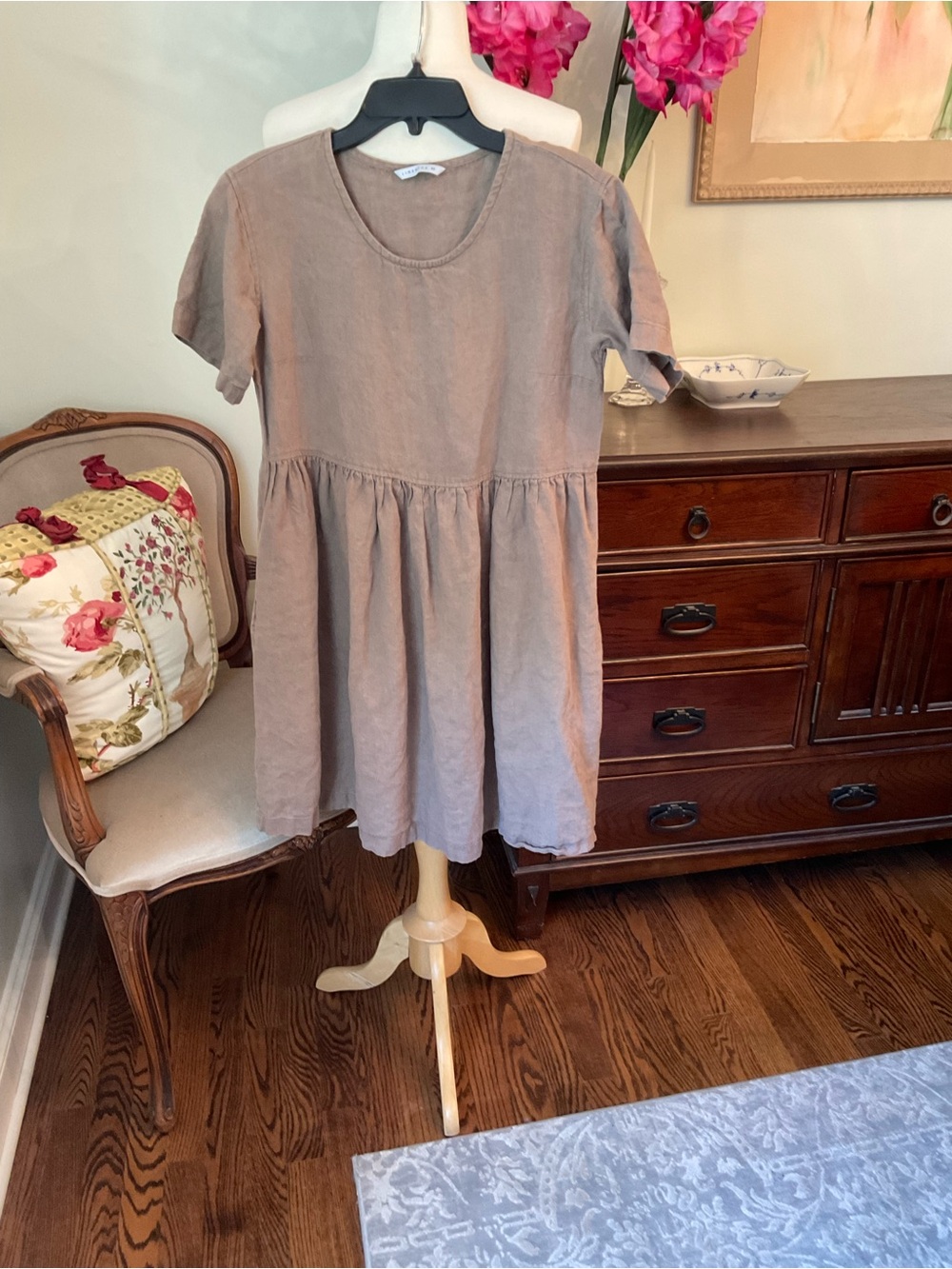 Linenfox brown 100% linen dress.